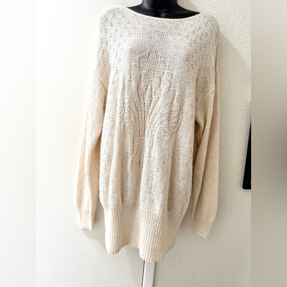 Linda Allard for Ellen Tracy circa 1984-1986 Cream Knit Sweater size Large